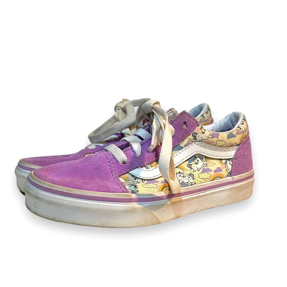 Vans Kids purple unicorn lace up sneakers Ols Skool Girls 1.5